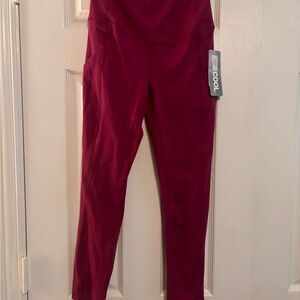32 Degrees Burgundy High-Waisted Leggings Plush Fit